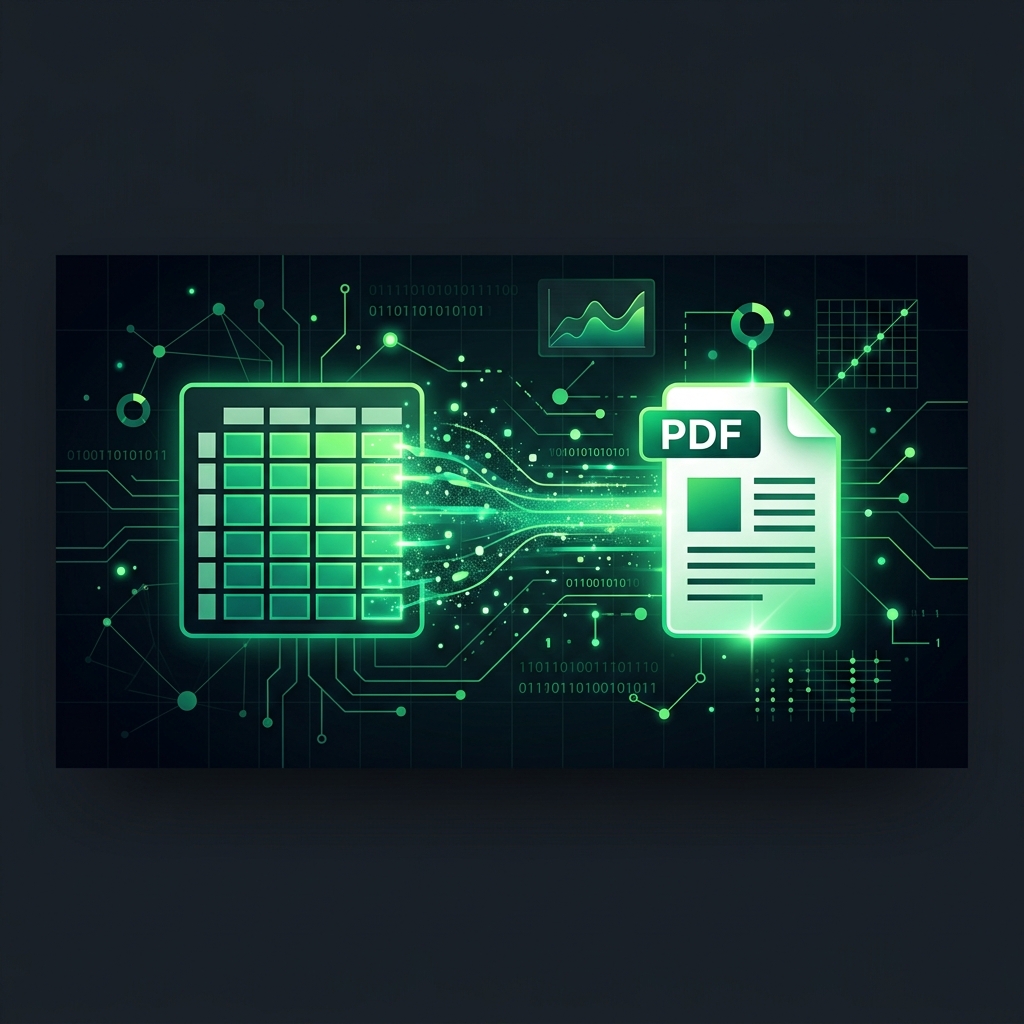 Excel spreadsheet open in browser being saved as a PDF document free and without upload