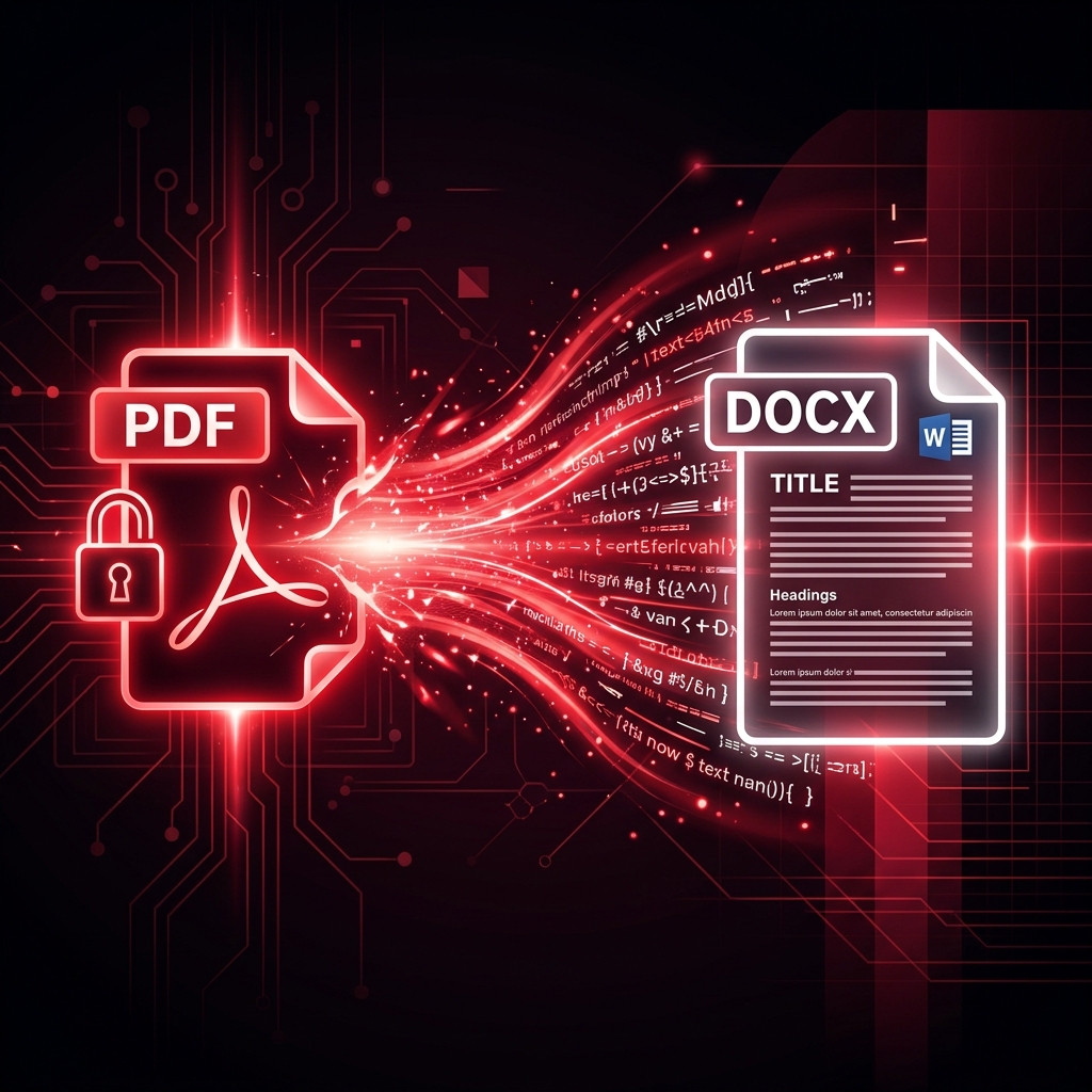 PDF document being converted to editable Word DOCX file in browser without uploading or OCR